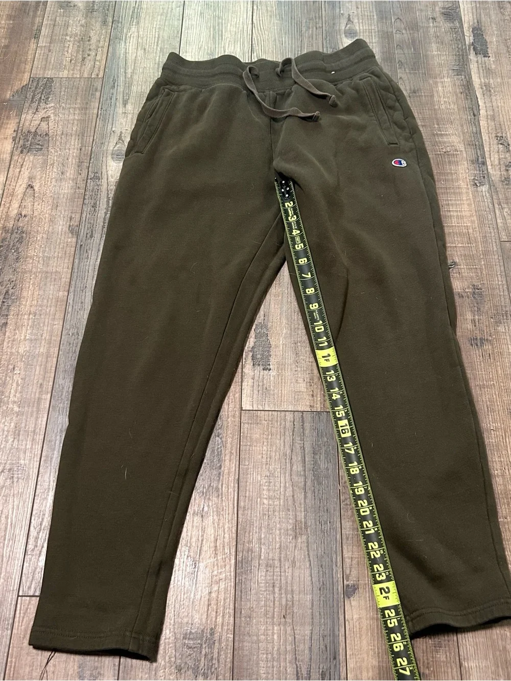 Champion Sweatpants Mens Medium Olive Green Fleece Lined Drawstring Waist Winter